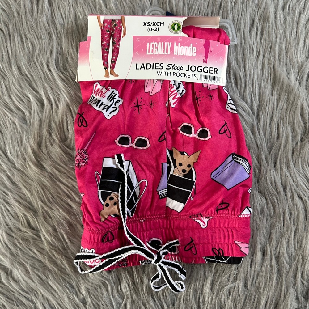 Briefly Stated Legally Blonde Pajama Pants Womens Size XS Pink Pajama Joggers